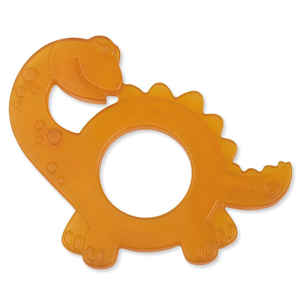 Anneau de dentition en caoutchouc naturel biologique pour bébé, gomme de massage, sans BPA, souple, favorise la motricité fine, conception de dinosaure (639-V1), brosse à dents en caoutchouc naturel