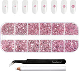 Beadland 2500Pcs Verre Nailart Strasssteine ​​​​Kristall Flatback Edelsteine ​​​​Runde, ​​​​pour Handwerk Gemischt 8 Größen SS4 ~ SS30 Mit Picking Pinzette Und Stift (Kristall Weiss)