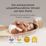 Couches Kit & Kin Premium, taille 4 (9-14 kg), 128 pièces, à base de plantes et hypoallergéniques, protection fiable contre les fuites, végétaliennes et sans cruauté envers les animaux