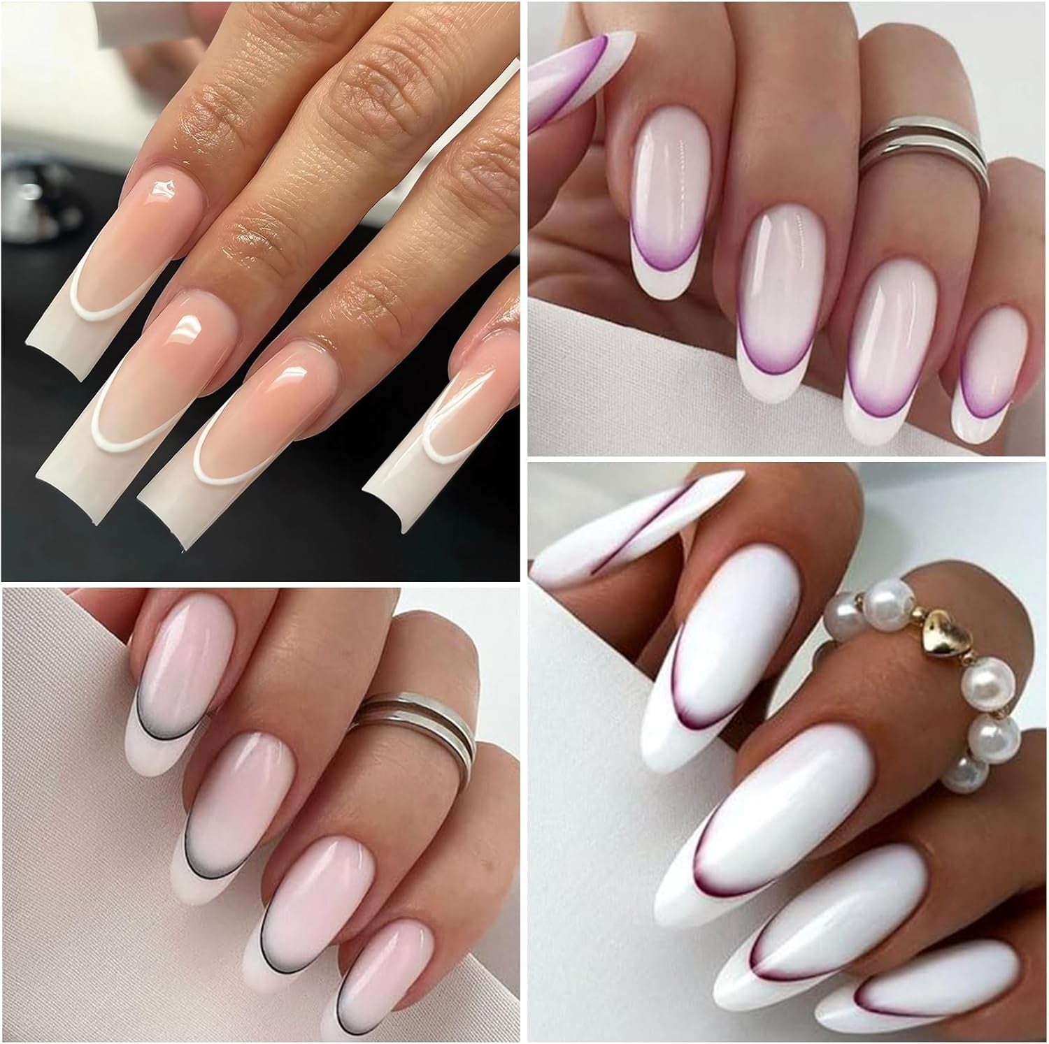 GZMAYUEN 12 couleurs français ongles autocollants 3D français dégradé couleur ongles autocollants auto-adhésif ongles conception ongles accessoires