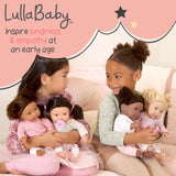 LullaBaby - Baby Puppen Laufstall - Faltbarer Puppen Laufstall in Rosa - Goldener Stern - Druckdesign - 36 cm Baby Puppe Kinderzimmer Zubehör - Vorgetäuschtes Spiel - Spielzeug für Kinder ab 2 Jahren