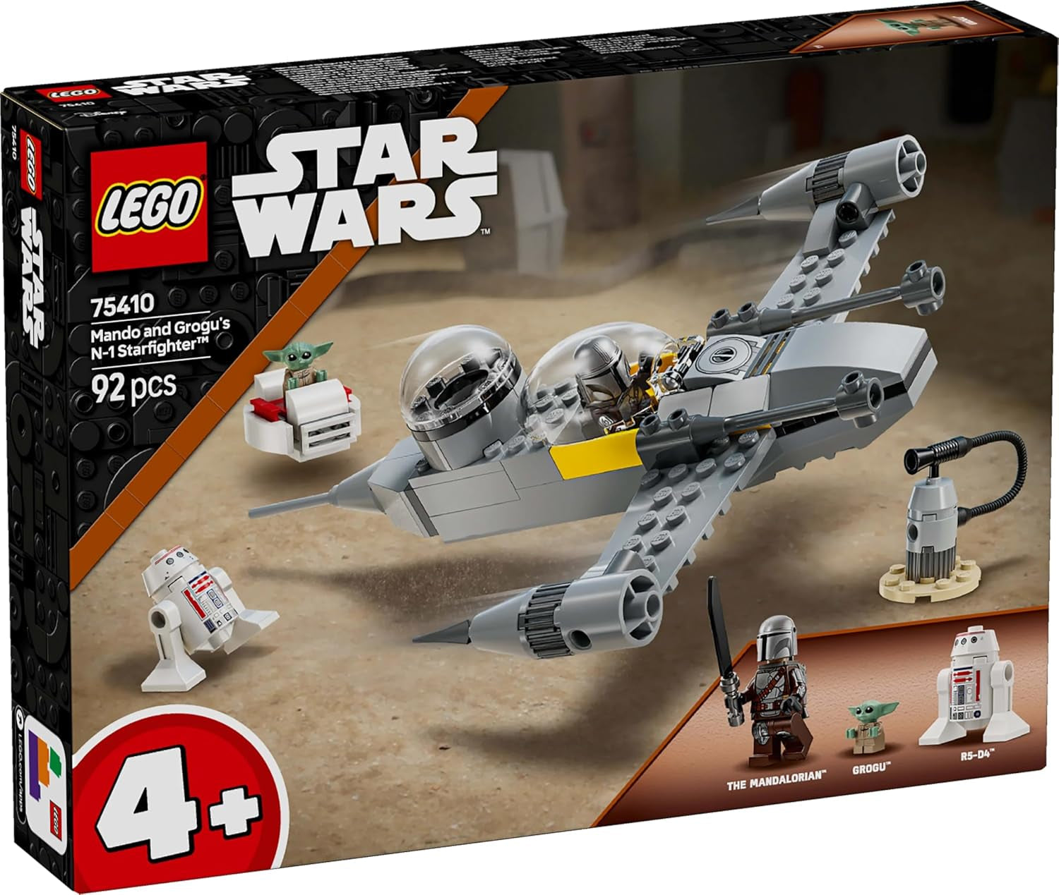 LEGO Star Wars 75410 Mandos et Grogus N-1 Starfighter avec figurines Mandalorian, Grogu et R5-D4, y compris une colonne à construire, un kit de démarrage de vaisseau spatial pour garçons et filles à partir de 4 ans Jeux de construction Beuche den LEGO-Store