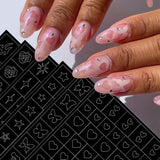 6 feuilles d'autocollants pour ongles de modèle d'aérographe, autocollants d'ongles d'étoiles de flamme de papillon, d'autocollants d'impression d'outil de pochoir d'art d'ongle autocollants auto-adhésifs pour les femmes autocollants de conception d'art d'ongle