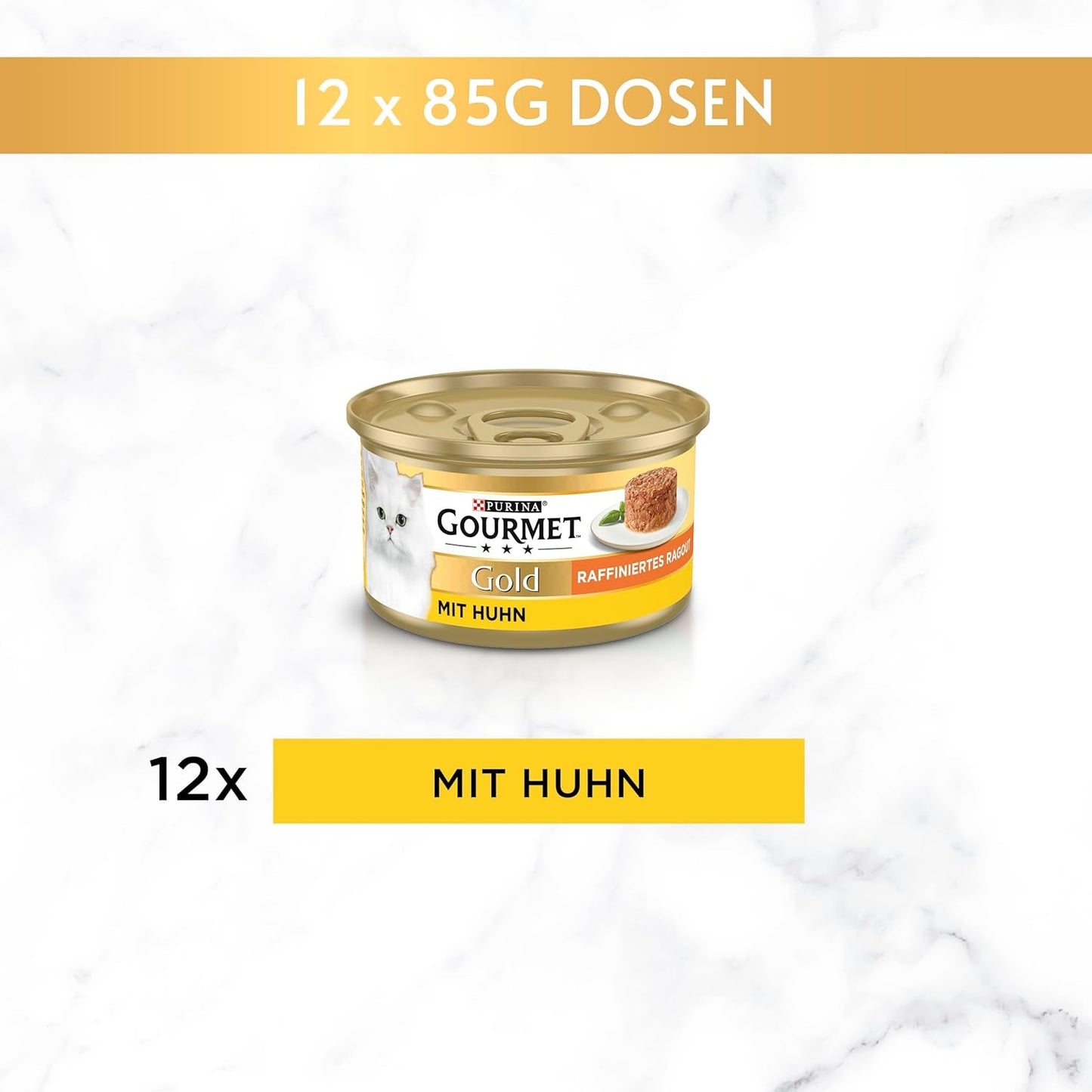 Gourmet Gold - Nourriture humide pour chat au poulet raffiné - Paquet de 12 (12 x 85 g)
