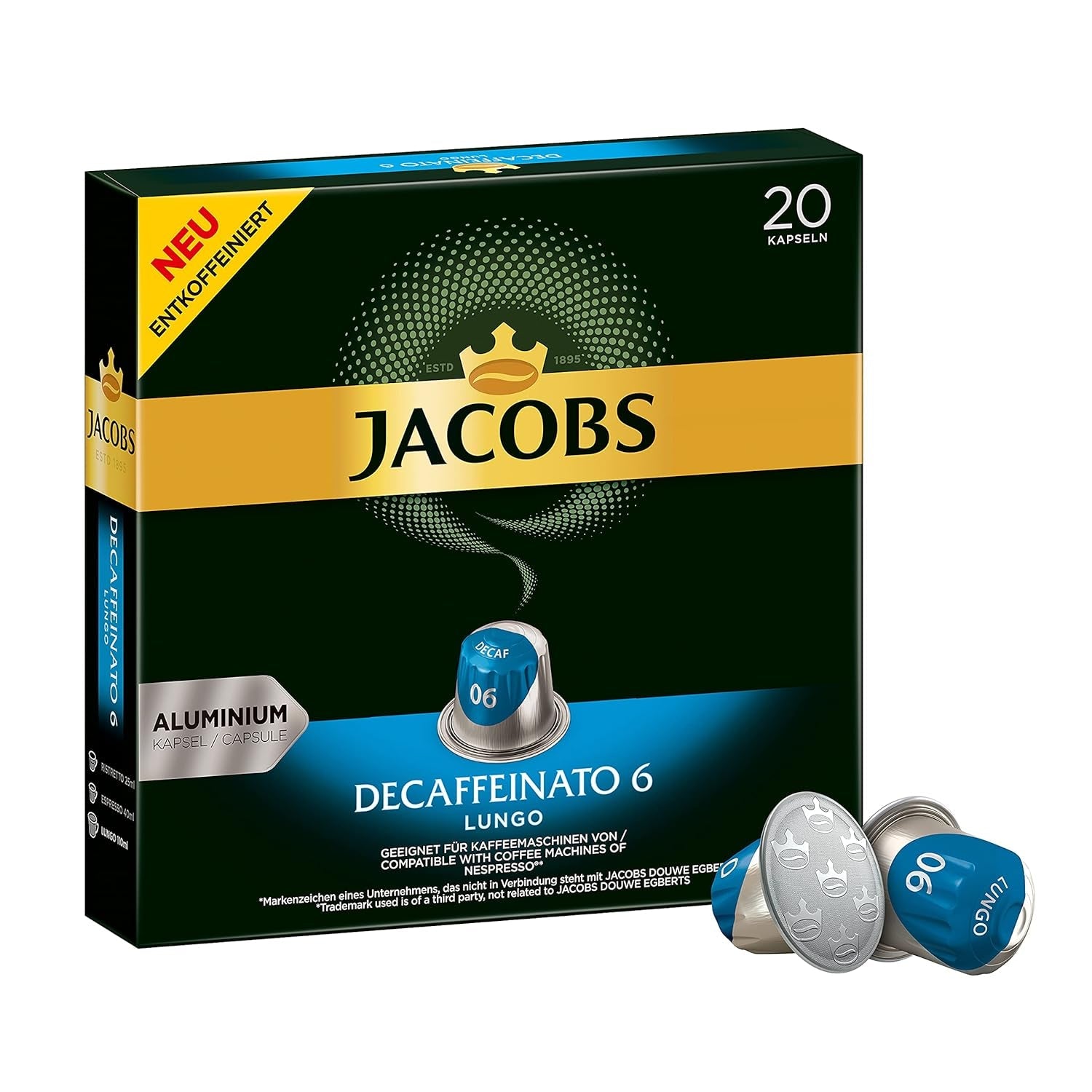 Capsules de café Espresso Intenso, intensité 10 sur 12, 10 x 20 tasses & Capsules de café Lungo Decaffeinato - intensité 6- 200 capsules compatibles Nespresso, 10er Pack, 10 x 20 tasses