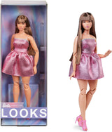 Barbie Looks Doll, figurine de collection n°. 24 ans avec cheveux bruns et mode moderne de l'an 2000, robe bustier scintillante avec talons hauts à bout ouvert, HRM16 Naty Shop Dolls Titre par défaut