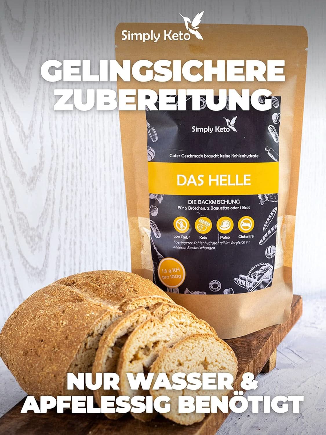 Pain Simply Keto The Light Lower Carb*, Mélange pour pain sans gluten, 260 grammes Kitchen Naty Shop