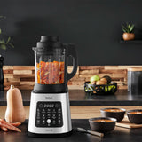Tefal Perfectmix Cook Hochgeschwindigkeits-Standmixer, Mit Kochfunktion, 10 Auto-Programme, Heiße Und Kalte Rezepte, Abnehmbare Klingen, Inkl. Dampfkorb, Silber/Schwarz, BL83SD30 Cuisine Naty Shop