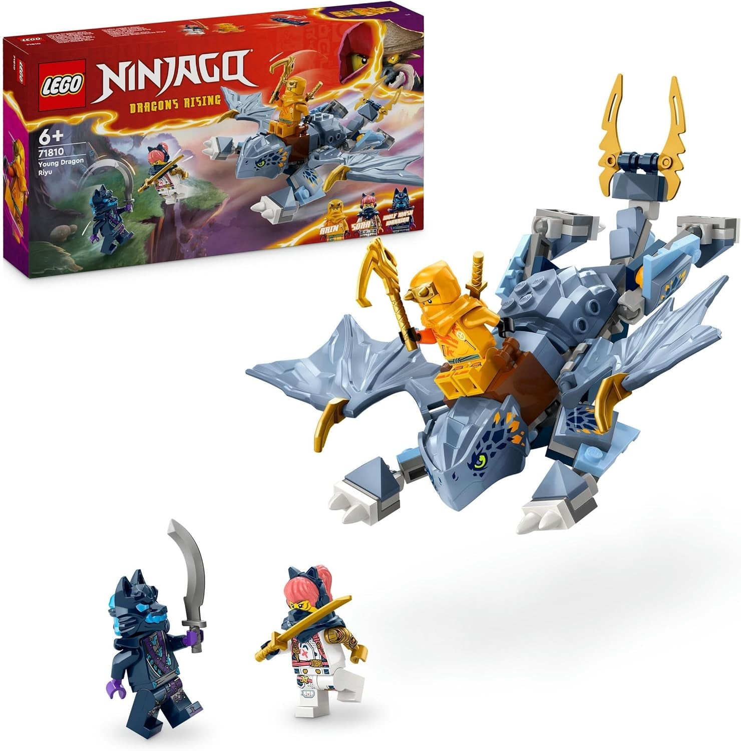 LEGO NINJAGO Riyu le bébé dragon, jouet dragon avec 3 mini figurines, jouet ninja à construire pour garçons et filles de 6 ans, cadeau plein d'action pour les enfants 71810 Ensembles de construction Besuche den LEGO-Store Singur