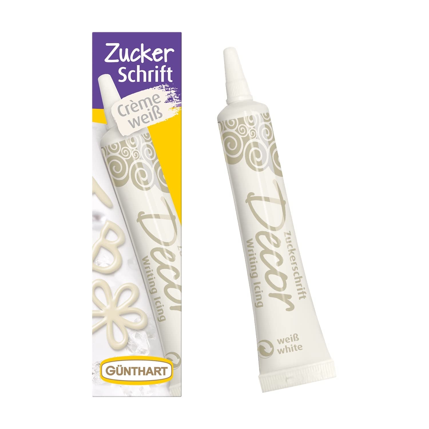 Günthart Backdecor 25 g Sucre avec lettres OR Pour tous les desserts de couleur dorée En sucre pour de belles lettres et motifs, 1 paquet (25 g)