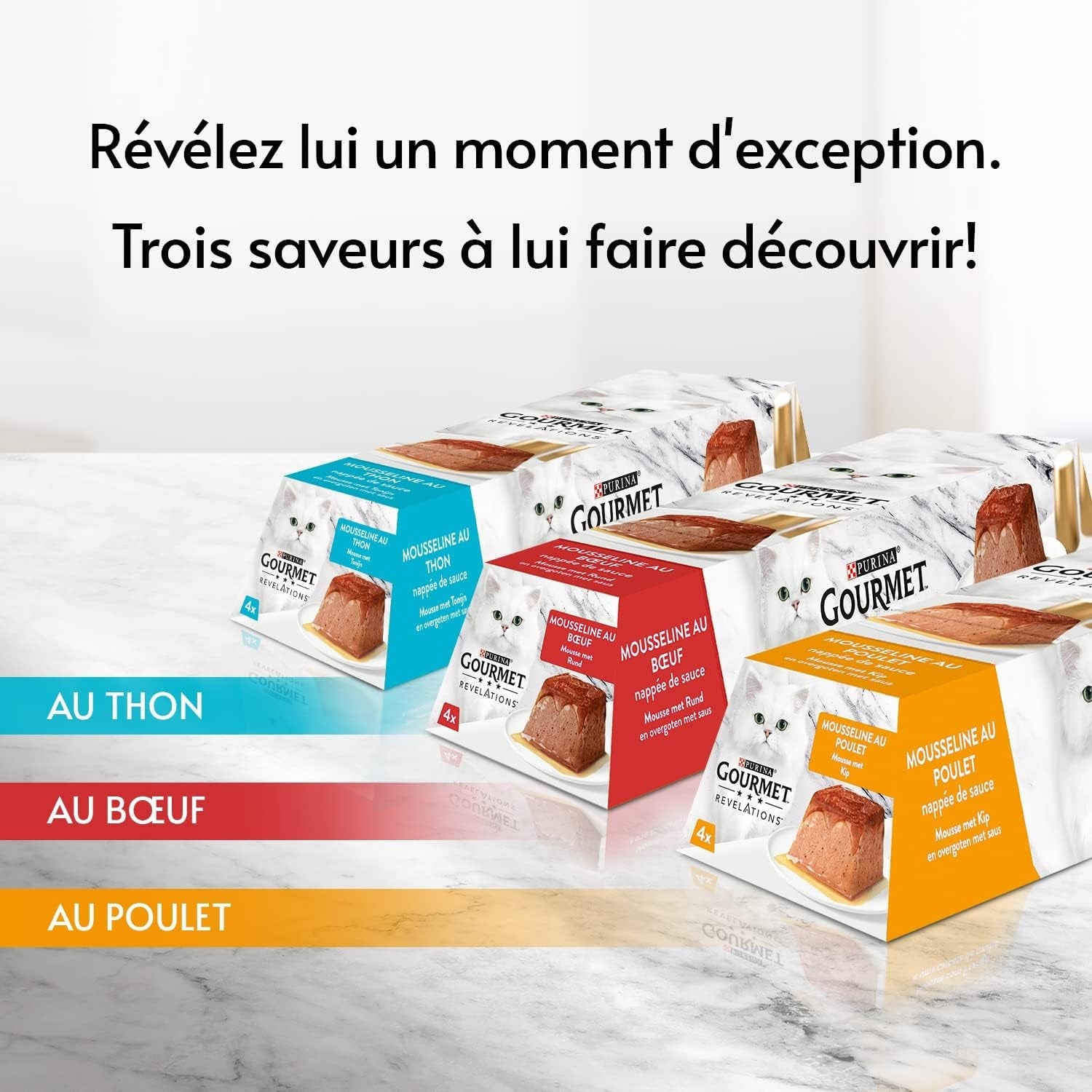 Révélations Mousseline avec Poulet et Sauce | Nourriture pour chats adultes | 4x57g