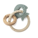 reer BiteDuo | Anneau de dentition en bois de silicone pour bébé | Aide à la dentition | Jouet motorisé
