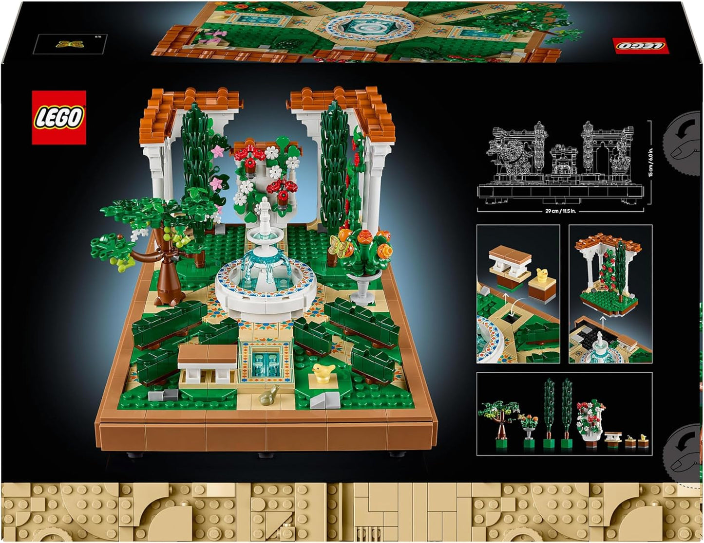 LEGO Icons Fountain Garden - Jeu de construction miniature pour adultes avec feuilles, cyprès, arbres, vignes, fleurs - Idée de cadeau d'anniversaire créative, cadeau de pendaison de crémaillère pour femmes, hommes - 10359 Jeux de construction Beuche den LEGO-Store