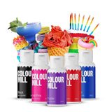 Color Mill Liquid Food Coloring Set - 5 x 20 ml à base d'huile (noir, rose vif, violet, rouge et bleu) - Résistant aux UV - Parfait pour la pâtisserie et comme garniture pour les gâteaux, muffins et décorations de gâteaux