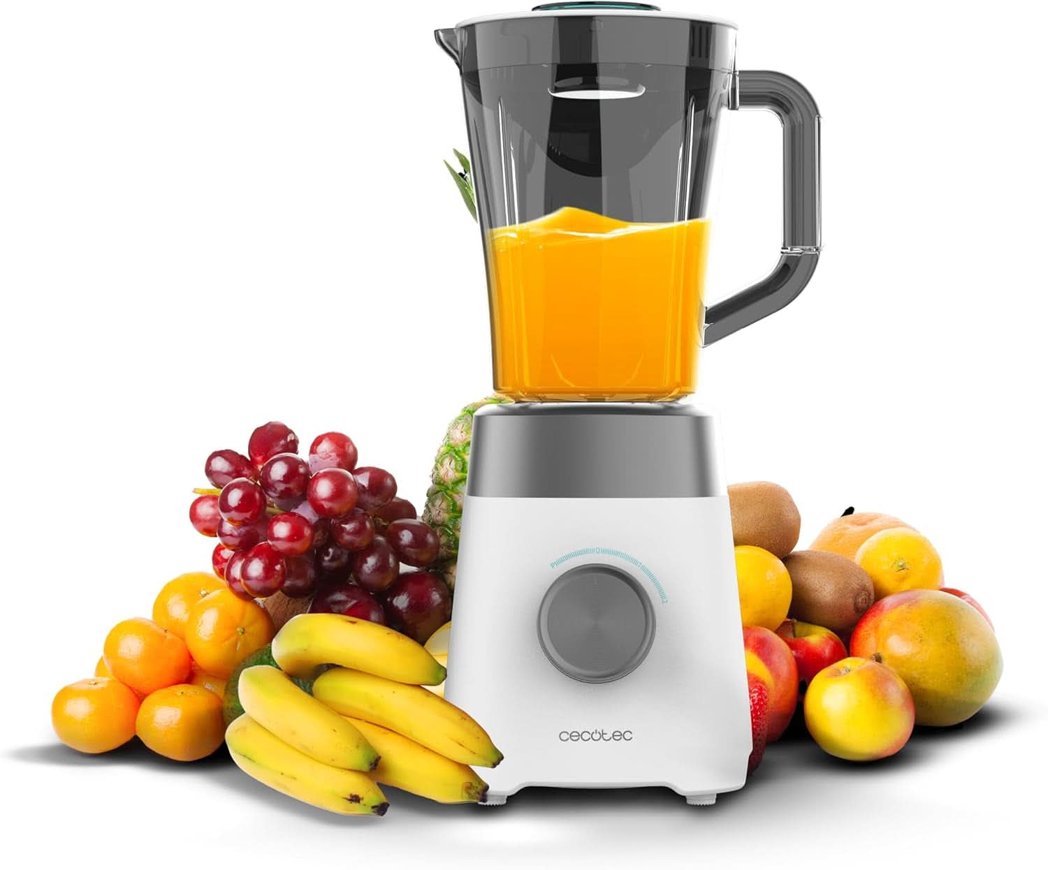 Cecotec Batteur sur socle Power Black Titanium 2200MAX Smooth, 2200 W Vitesse Maximale, 6 Klingen Aus Edelstahl, Fonction Ice-Crush, Fonction Turbo et Smoothie, Fonction Autoclean Kitchen Naty Shop Blanc 1300 W | 1,5L | Plastique