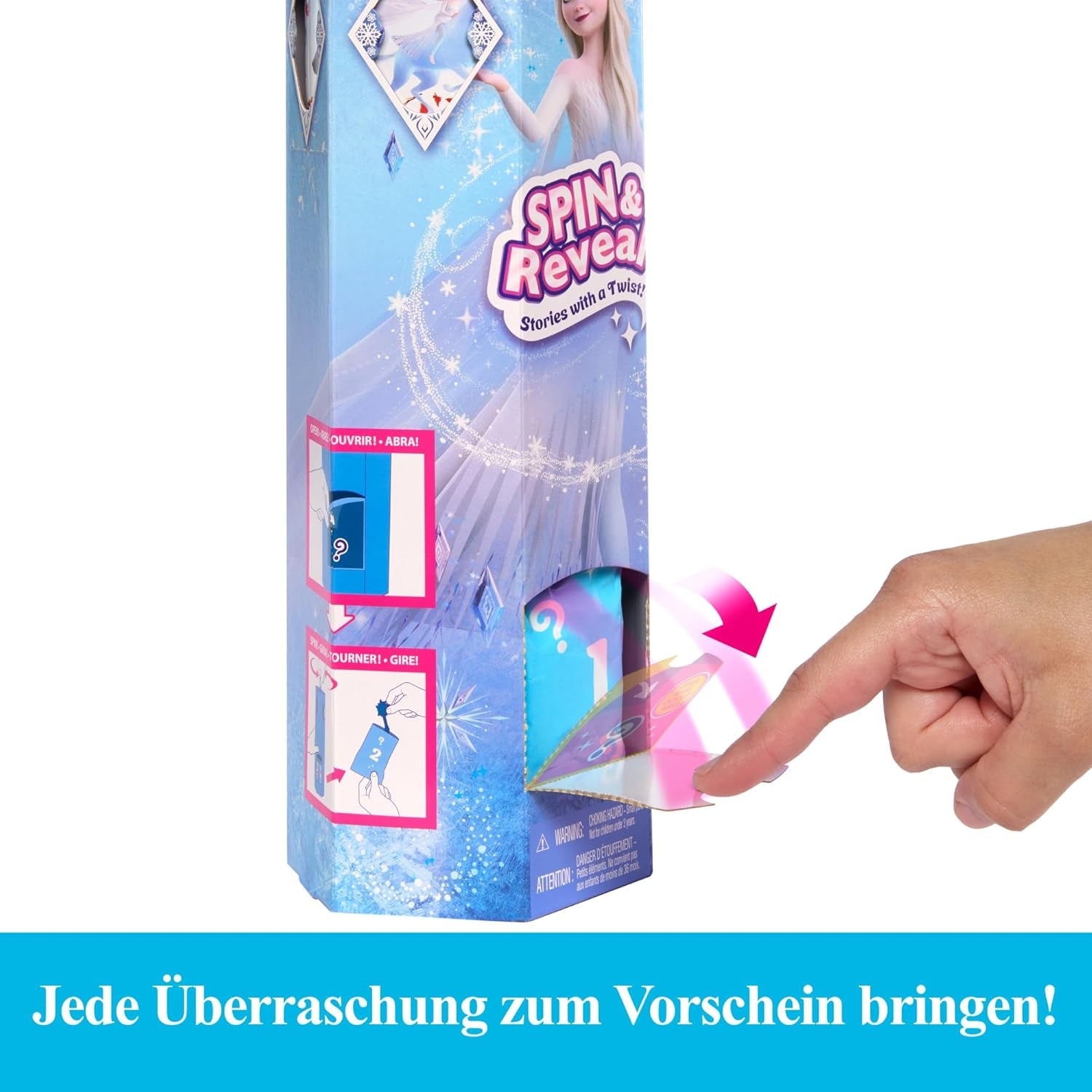 Mattel Disney The Ice Queen Elsa Fashion Doll Set, Spin & Reveal avec 11 surprises, dont 5 accessoires, 5 autocollants et une scène de jeu, inspirée du film Disney, HTG25 Naty Shop Dolls