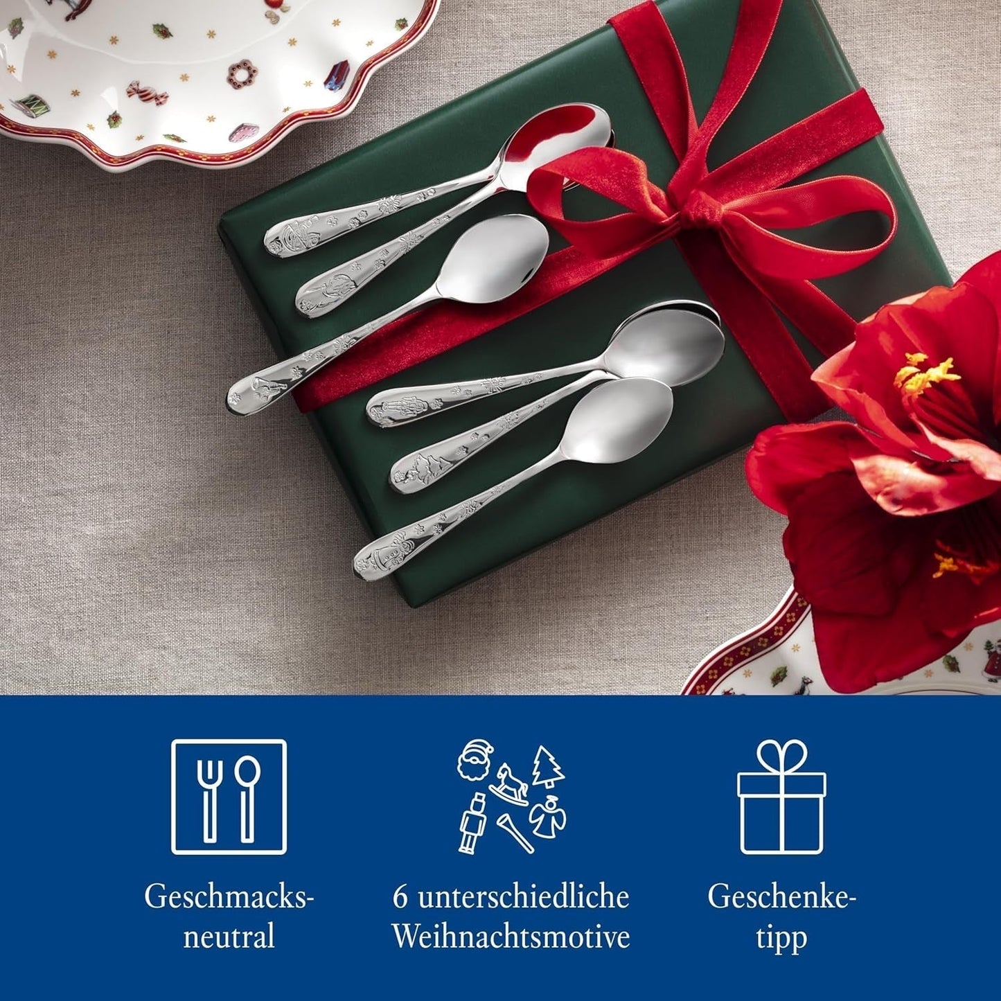 Villeroy & Boch - Set de cuillères à café Toy'S Delight 6 pièces Argent Platine, passe au lave-vaisselle Kitchen Naty Shop