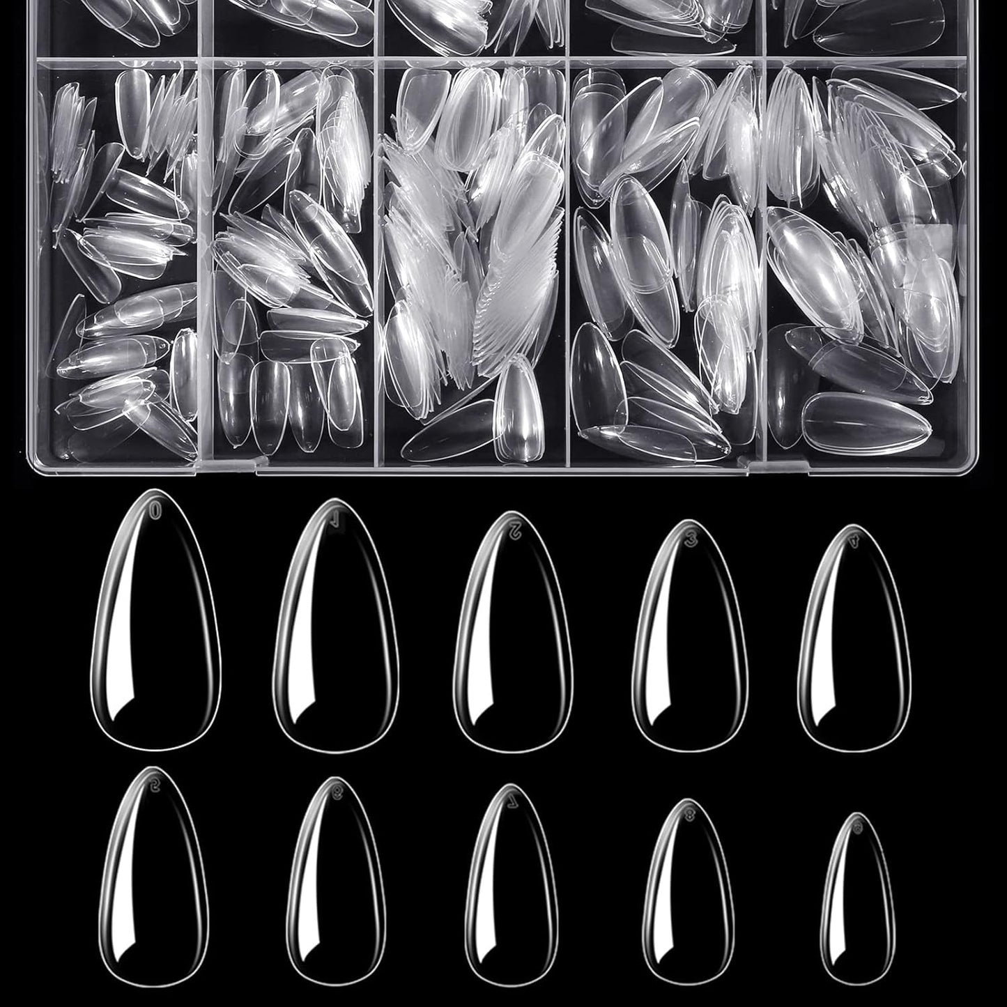Btartbox Faux-ongles en amande extra courts - Gel à couverture complète X Soft XS - Semi-mat préformé pour salon d'ongles larges 320 pièces