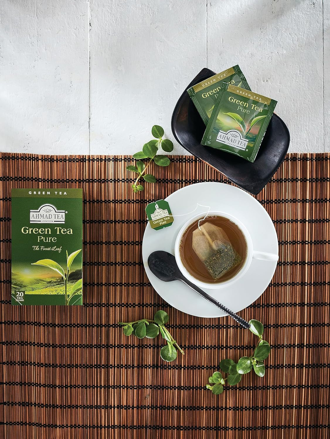 Ahmad Tea – Thé vert – Sachets de thé emballés individuellement avec 2 g de thé par portion – 20 sachets de thé à bandes (lot de 2)