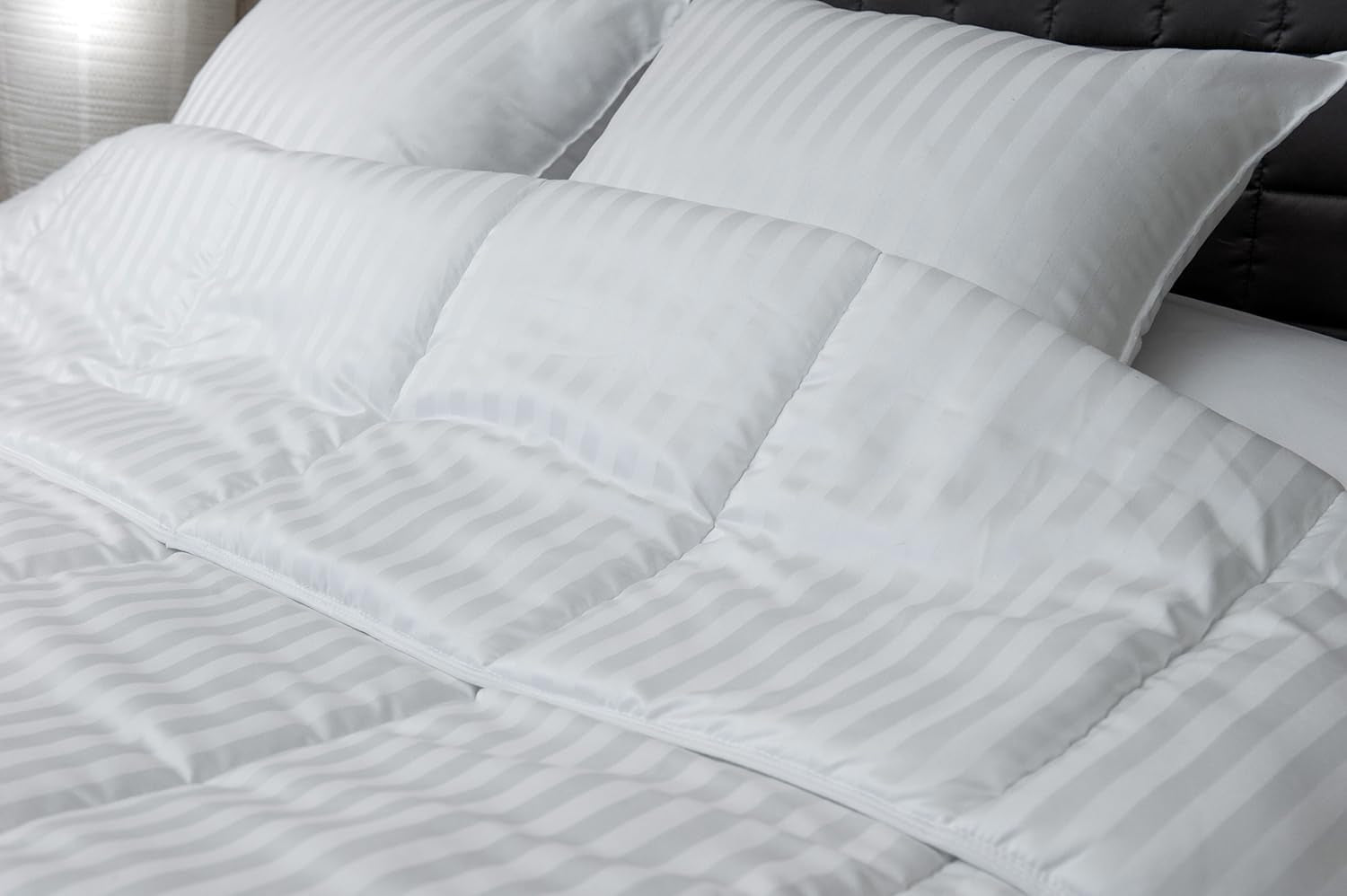 Chaud, Satin, Rayé, 400 G/M², 240 X 220 Cm, Microfibre, Blanc, 240 X 220 Cm Couettes et couettes Naty Shop Titre par défaut