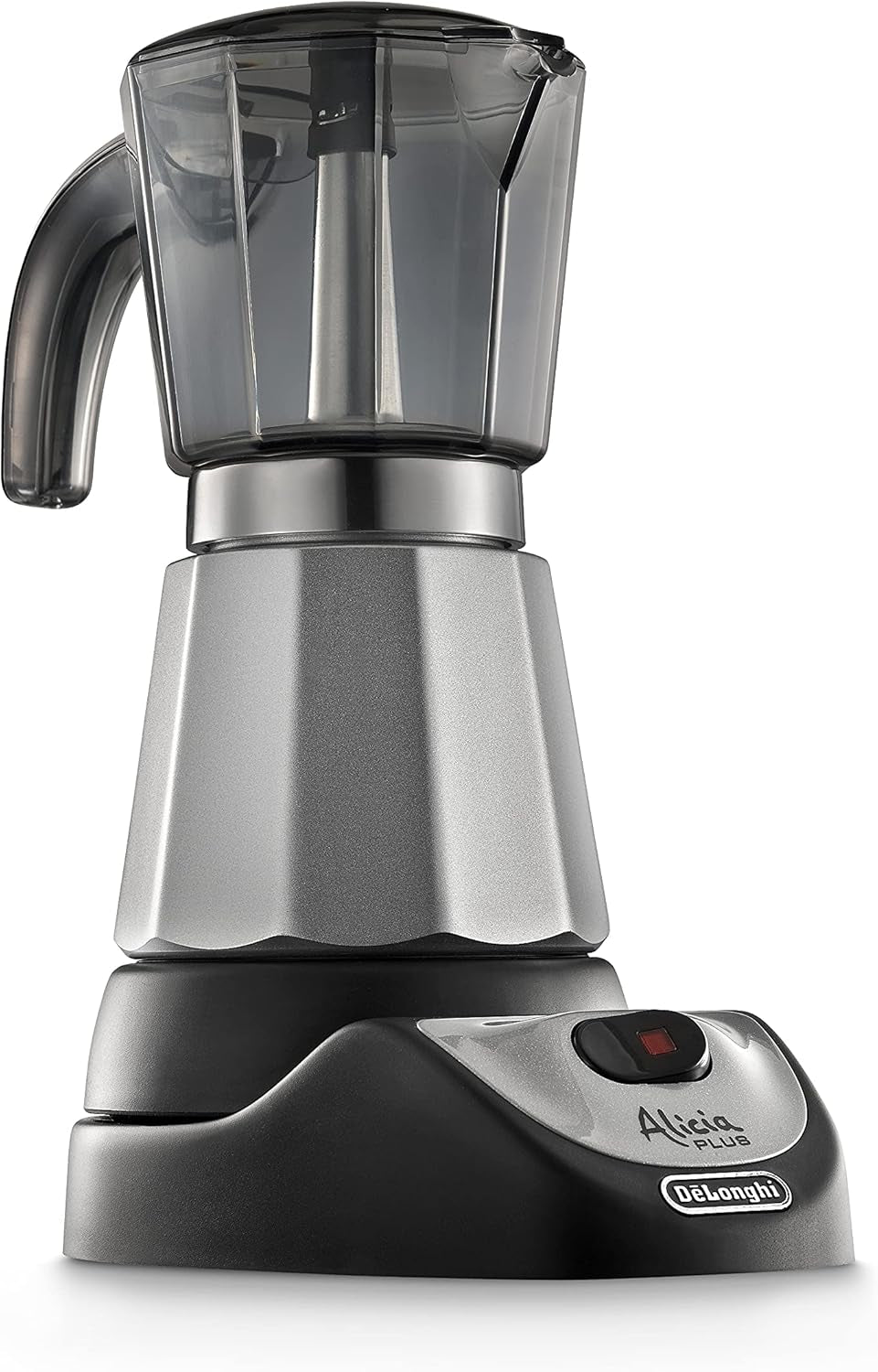 De'Longhi Alicia Plus EMKM6.B Moka Pot (rotatif à 360°, 550 W) Argent-Noir