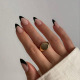 Longs conseils français colle à paillettes d'or sur les ongles longs carrés paillettes pointe française faux ongles ensemble ongles artificiels carrés pour les femmes 24 pièces