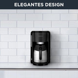 Rowenta Adagio Filter Machine à expresso, carafe thermique en acier inoxydable, garde le café chaud jusqu'à 4 heures, capacité de 10 à 15 tasses, capacité de 1,25 L, panier filtrant amovible, arrêt automatique, noir, CT3818