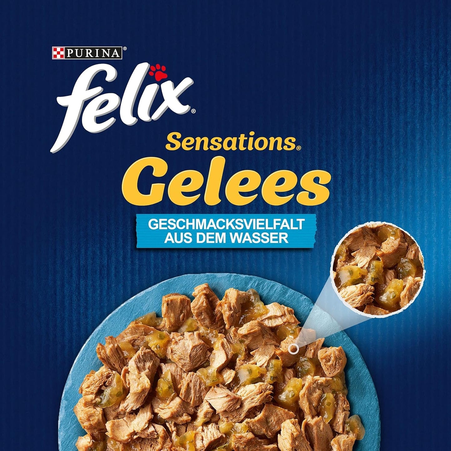 Felix Sensations Nourriture humide pour chat en gelée, mélange de poissons assortis, paquet de 6 (6 x 12 sachets de 85 g chacun)