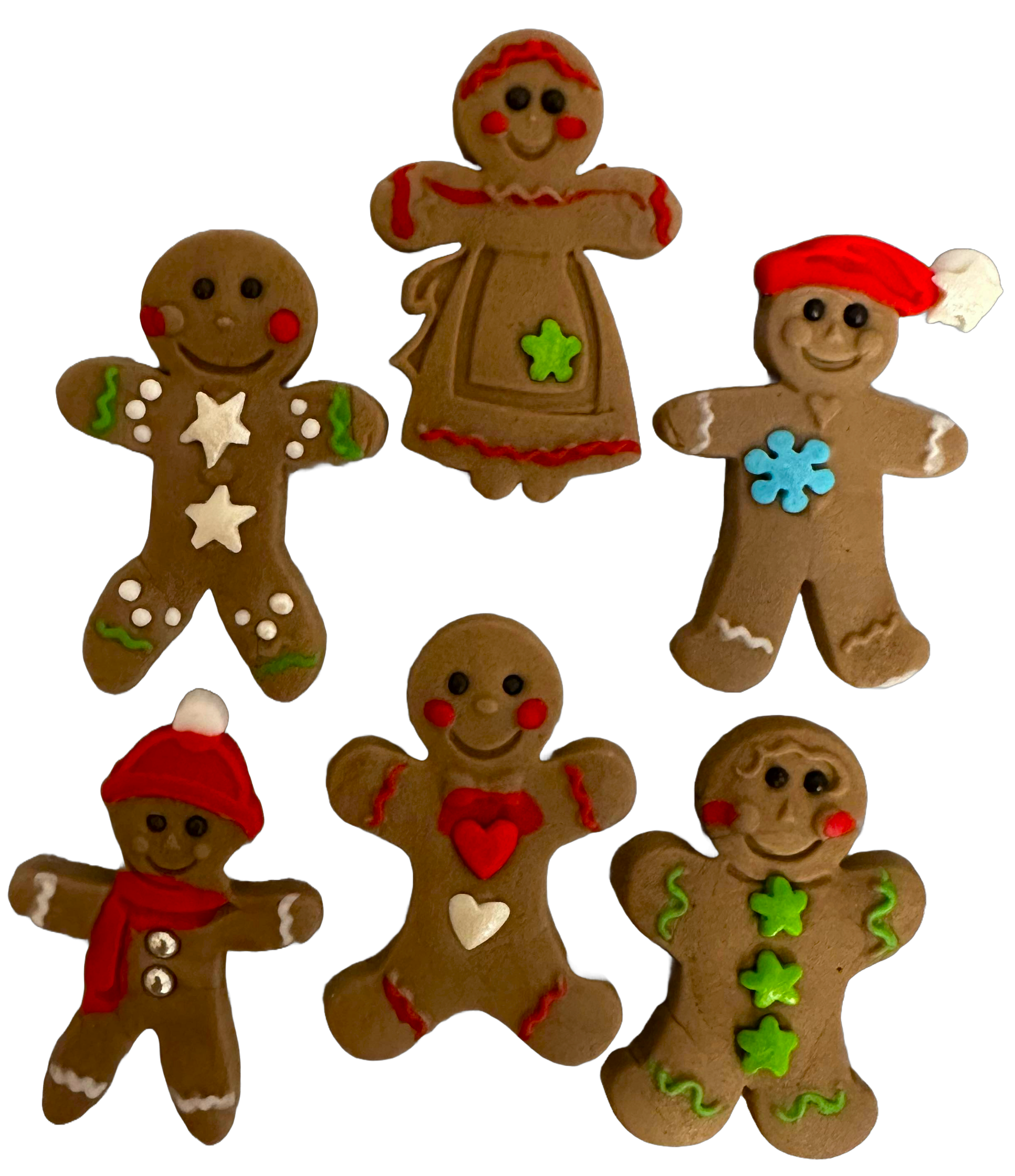 Lot de 6 décorations comestibles en sucre, Pain d'épices - Décorations de Noël en pâte à sucre Nati Shop