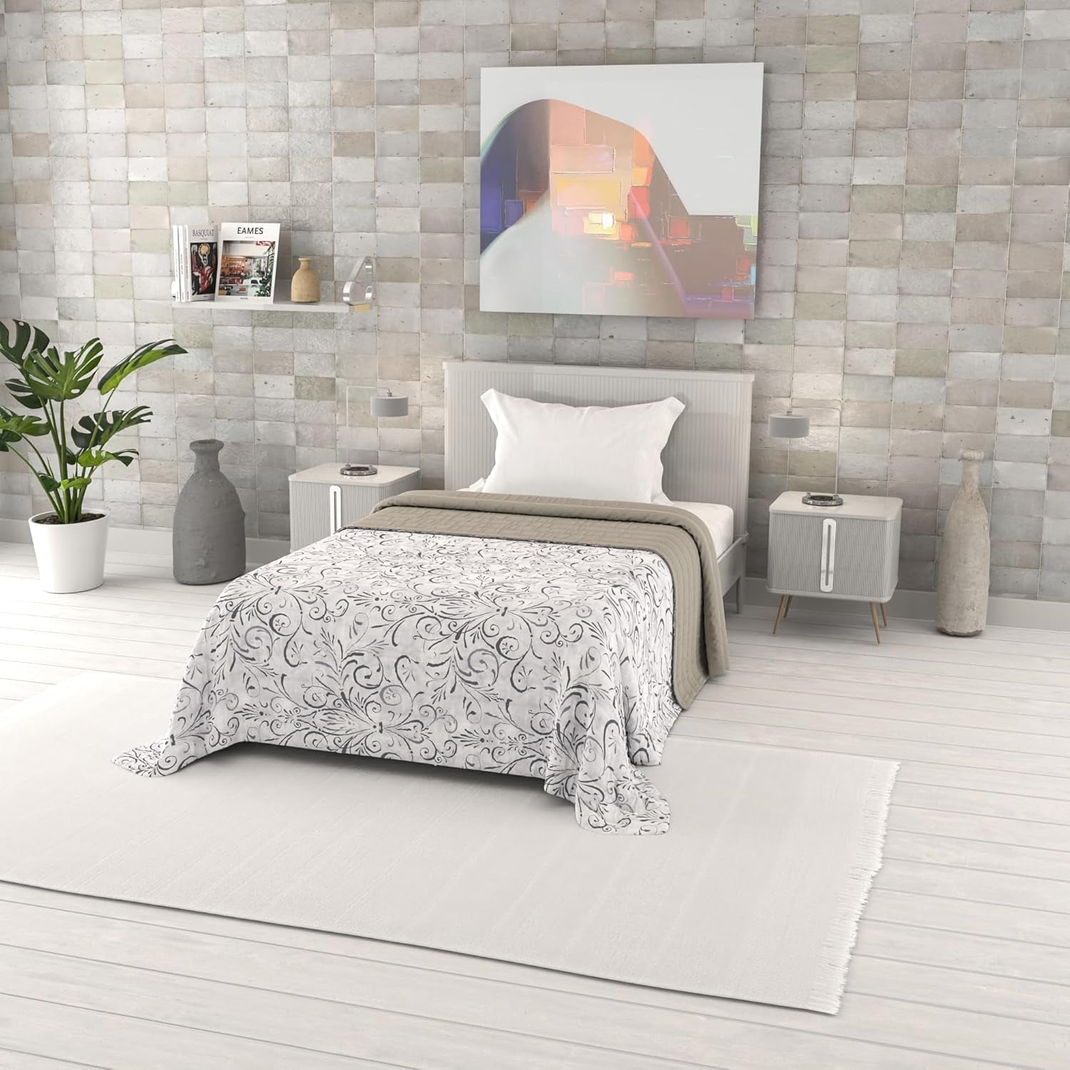 Couette d'été imprimée fantaisie, garnissage polyester, Pétales, 260X270Cm Couettes et quilts Naty Shop Ornato 220X270Cm