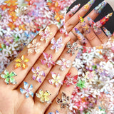 GZMAYUEN 920 pièces perles à dos plat or argent pour ongles, perles à ongles demi-brun blanc beige, petites perles à dos plat demi-brun pour décoration d'art d'ongle bricolage