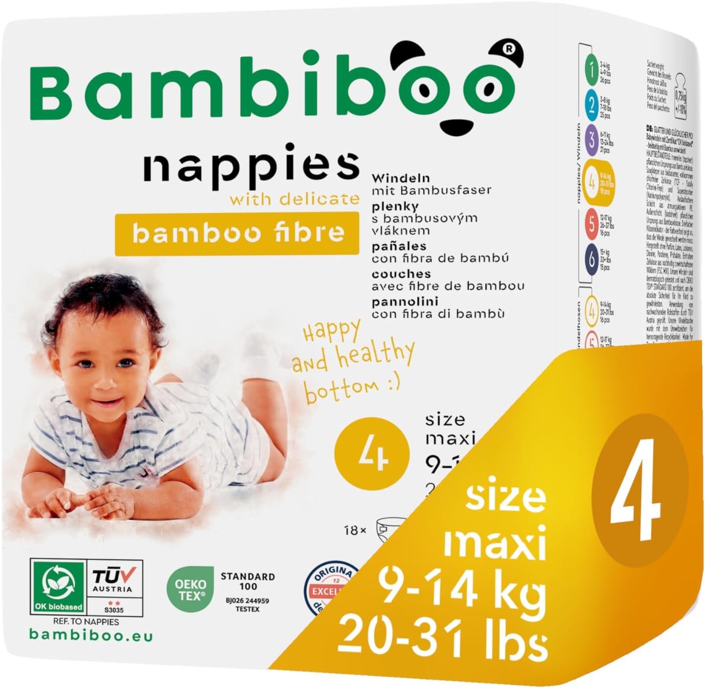 Bambiboo Mini couches jetables respectueuses de la peau avec ouverture ombilicale en fibre de bambou douce - Couches pour nouveau-nés - Couches jetables pour nouveau-nés - Protection de la peau - Taille 2, 25 pcs