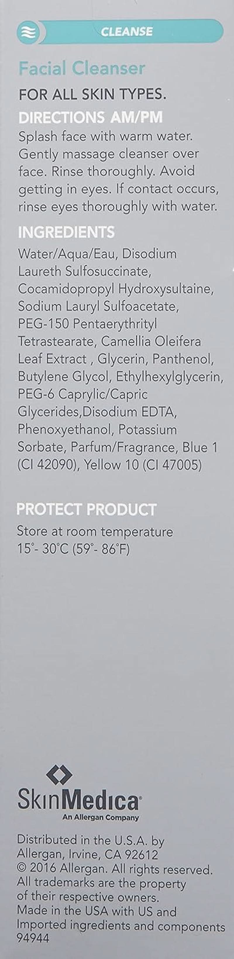 SkinMedica Facial Cleanser - mousse nettoyante pour peaux normales ou sèches et parfaite comme nettoyant Naty Shop