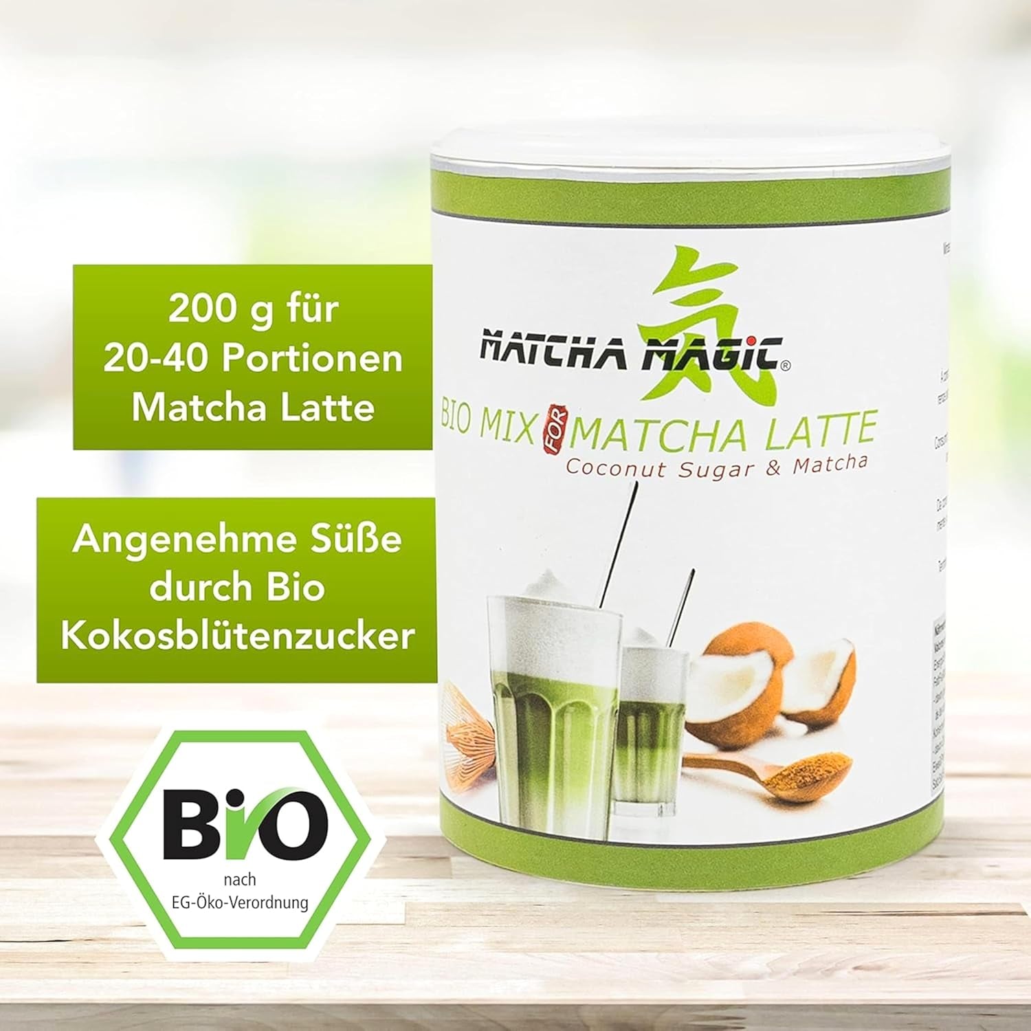 Matchamagic - Poudre de matcha latte bio du Japon avec sucre de fleur de coco pour un délicieux thé