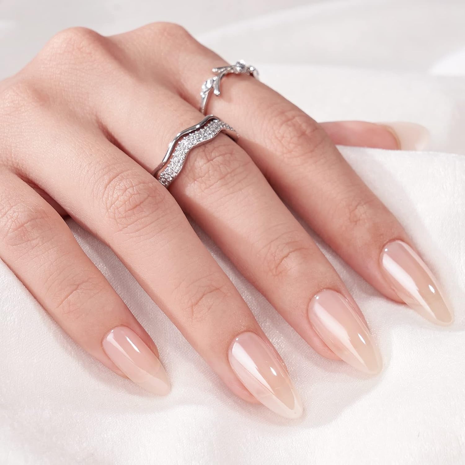 Btartbox Faux Ongles Carrés Courts Baby Boomer Colle Sur Blanc Dégradé Rose Faux Ongles Ongles Artificiels Courts avec Colle À Ongles 30 Pièces Faux Ongles Carrés