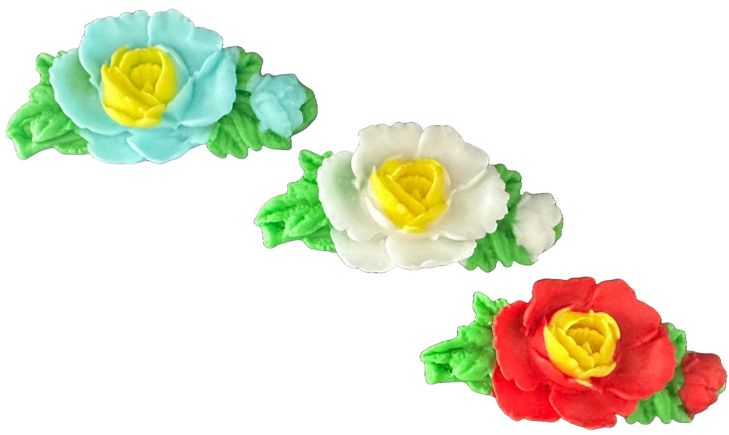 Lot de 3 décorations comestibles en sucre, décorations roses de chez Sugar Paste Nati Shop