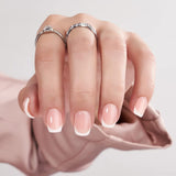 Btartbox Faux Ongles Carrés Courts Baby Boomer Colle Sur Blanc Dégradé Rose Faux Ongles Ongles Artificiels Courts avec Colle À Ongles 30 Pièces Faux Ongles Carrés