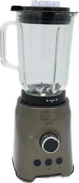 BLACK+DECKER Batteur sur socle | 500W | 2 vitesses | Fonction d'impulsion | Tapis Glask | 1,5L | Edelstahlmesser Mit 4 Klingen | Herausnehmbar Und Leicht Zu Reinigen | Cuisine blanc et gris Naty Shop 1200W Edelstahl