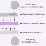 Ensemble de limes à ongles 3 pièces, limes à ongles pour ongles en gel, accessoires pour ongles en gel résistants à l'usure et lavables, lime à ongles professionnelle 100/180 avec 3 formes, blanc