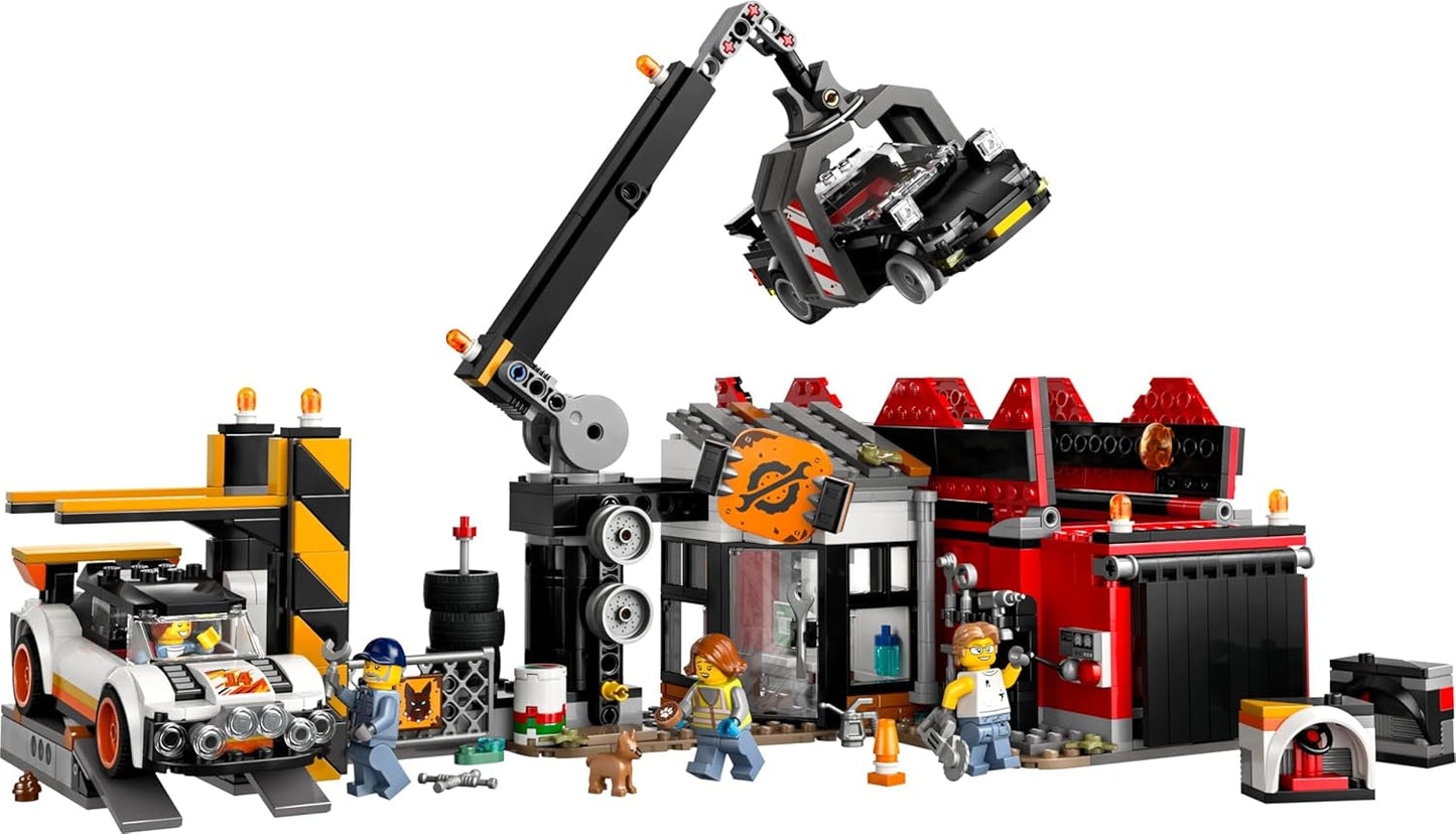 Parc à ferraille LEGO City avec voitures - jouet avec presse à ferraille et grue, 2 voitures miniatures, 4 figurines fonctionnelles et immeuble de bureaux - cadeaux d'anniversaire pour garçons et filles à partir de 8 ans 60472 Besuche den LEGO-Store sets de construction