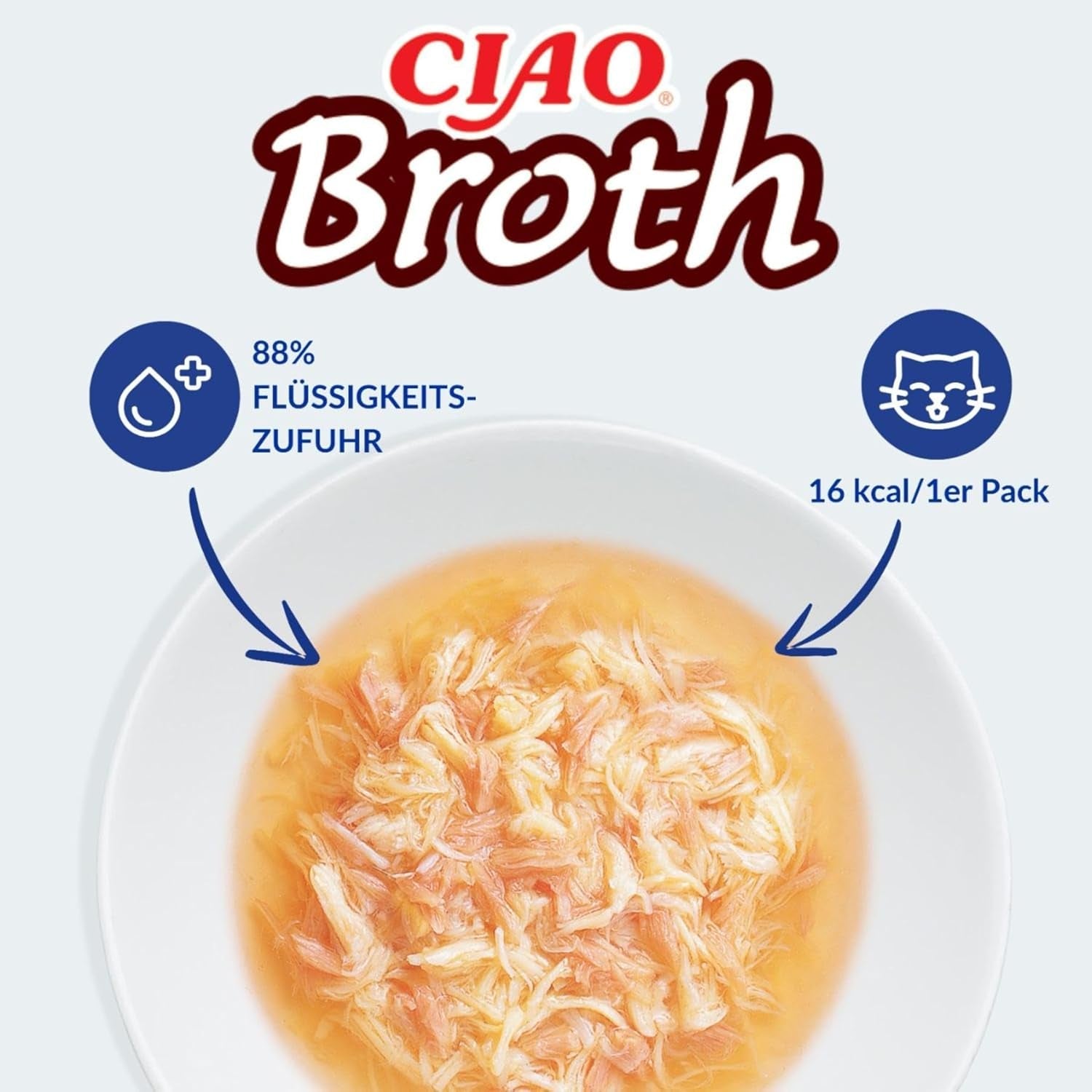 INABA Ciao Broth Nourriture humide pour chats 88% d'humidité et vitamine E, soupe premium pour chats au poulet 40g (paquet de 12), viande 100% naturelle, sans céréales, sans sucre