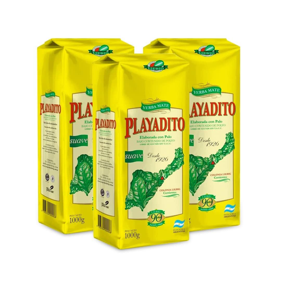 Thé Yerba Mate 1 kg - paquet de 3 - antioxydant, énergisant, contient des minéraux et de la vitamine B - d'Argentine