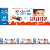 Kinder Chocolate - Barres de chocolat au lait fourrées - 1 paquet contenant 24 barres individuelles (24 x 12,5 g).