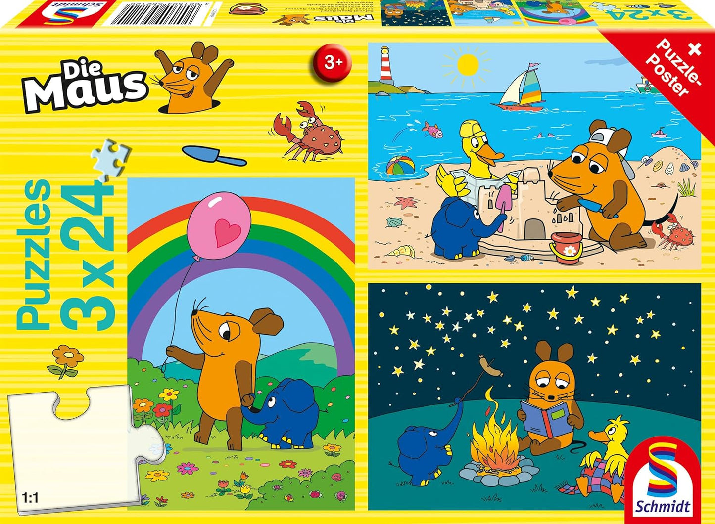 Schmidt Spiele 56212 Souris Good Friends Puzzle 3X24 pièces pour enfants Puzzle bleu Naty Shop Titre par défaut