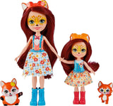 Enchantimals HCF81 - Felicity Fox et sa petite sœur (environ 15 cm et environ 10 cm) et 2 figurines d'animaux, jupe et accessoires amovibles, super cadeau pour les enfants à partir de 3 ans