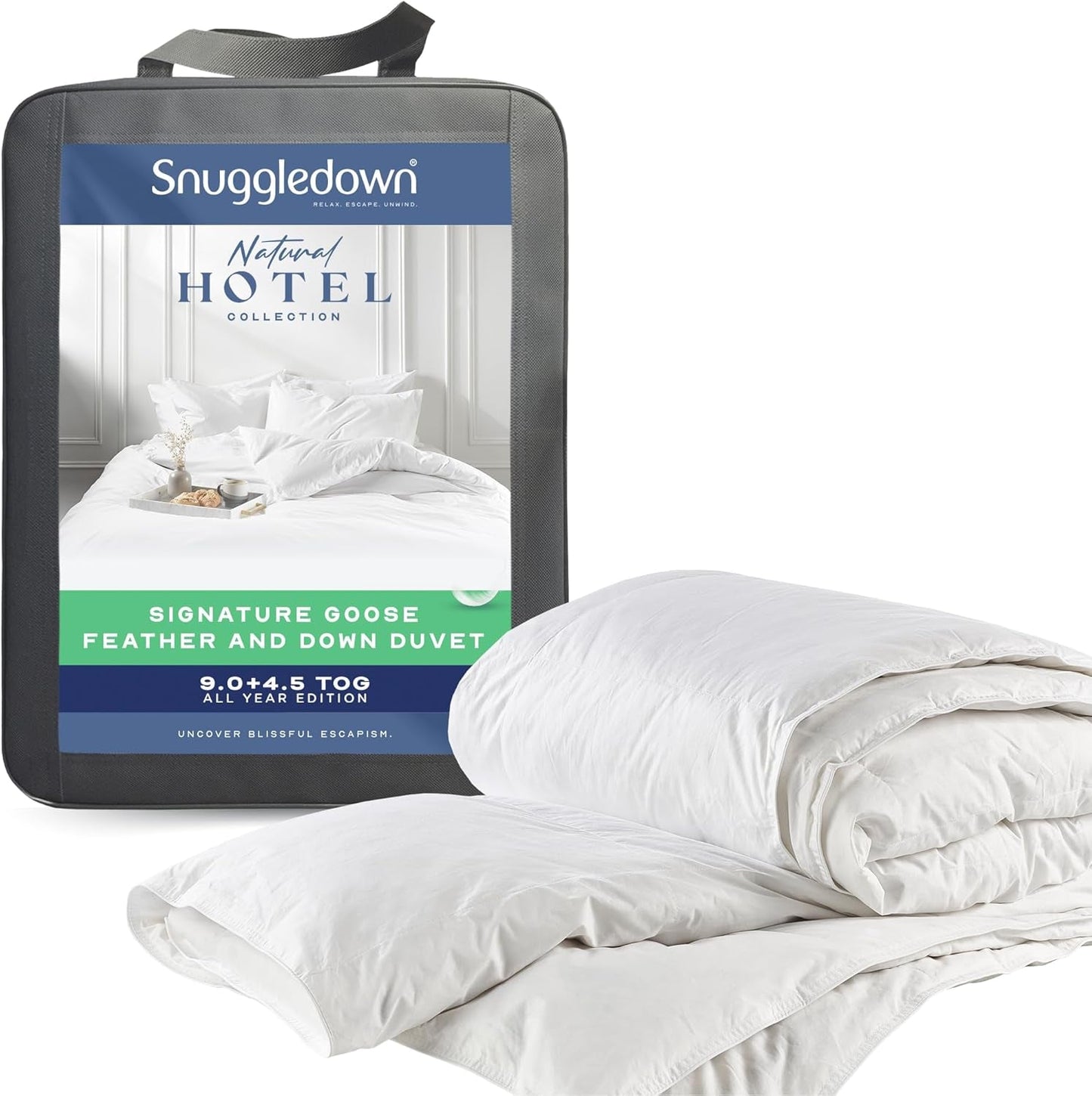 Naty Shop Couette anti-allergie Snuggledown Freshwash, 13,5 Tog chaude pour l'hiver, coton, blanc, lit simple, King Size 13,5 Tog, toute l'année