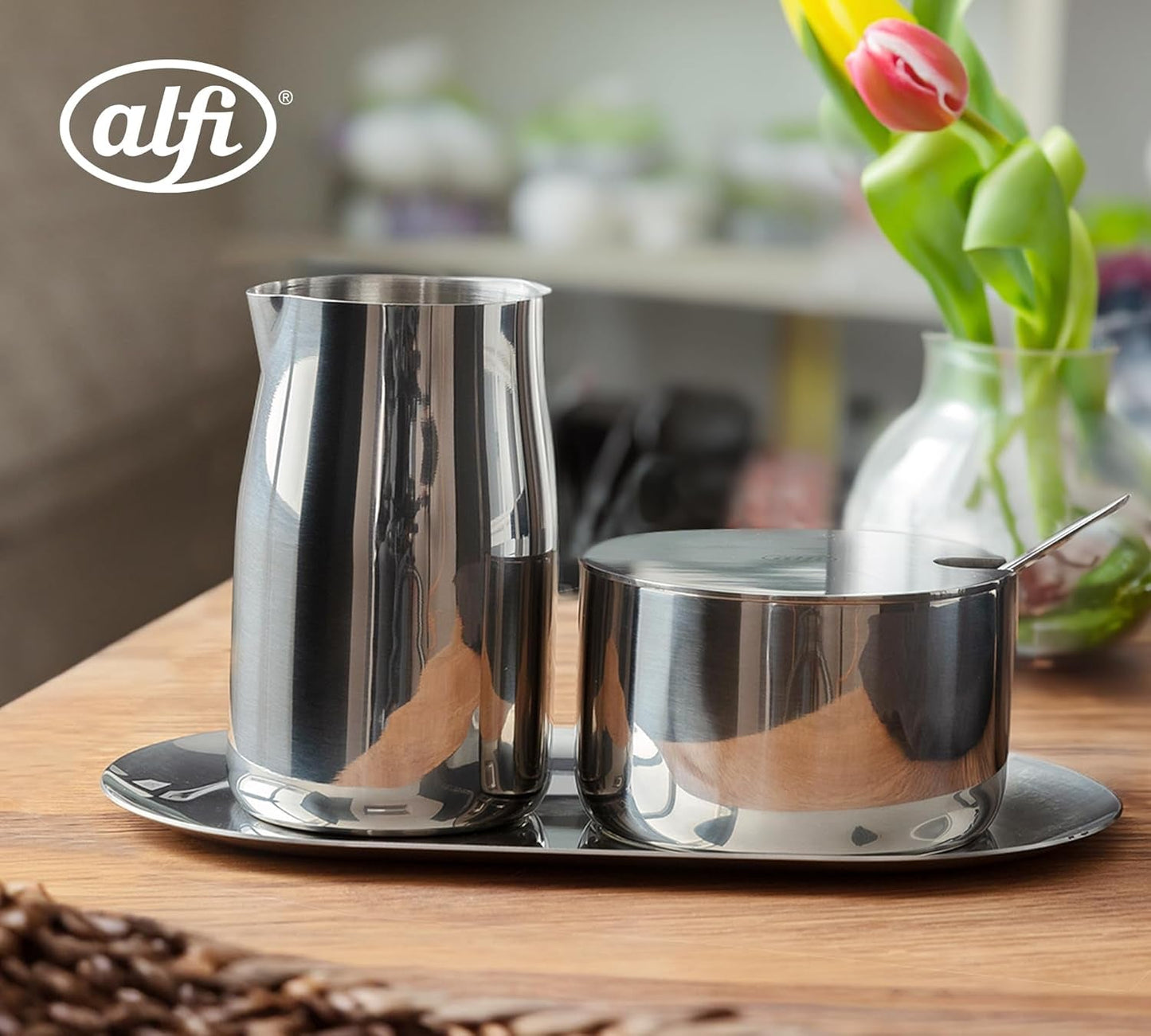 ENSEMBLE À LAIT ET SUCRE Alfi Ensemble à lait et sucre en acier inoxydable poli de haute qualité, design élégant, passe au lave-vaisselle, durable