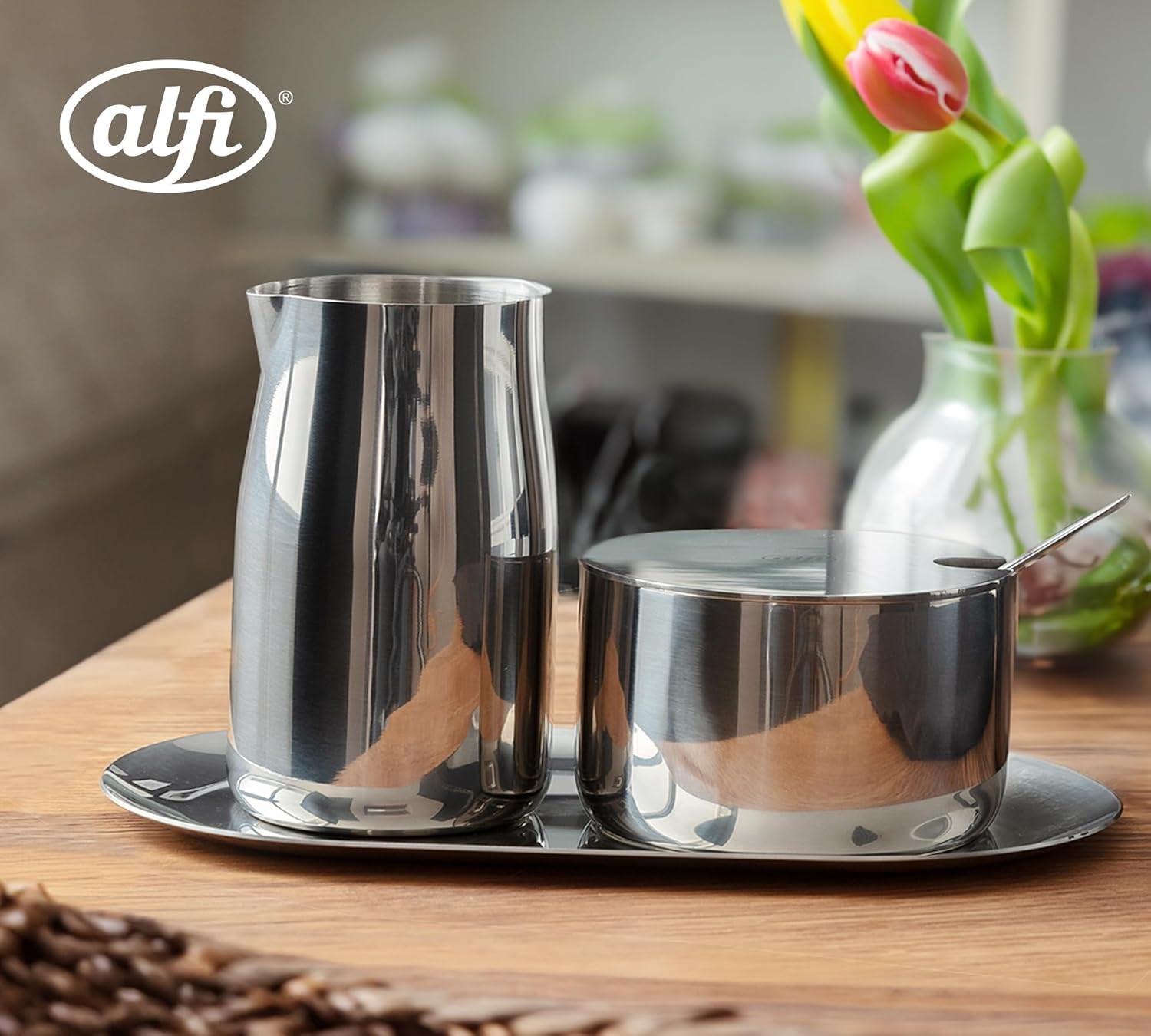 ENSEMBLE À LAIT ET SUCRE Alfi Ensemble à lait et sucre en acier inoxydable poli de haute qualité, design élégant, passe au lave-vaisselle, durable