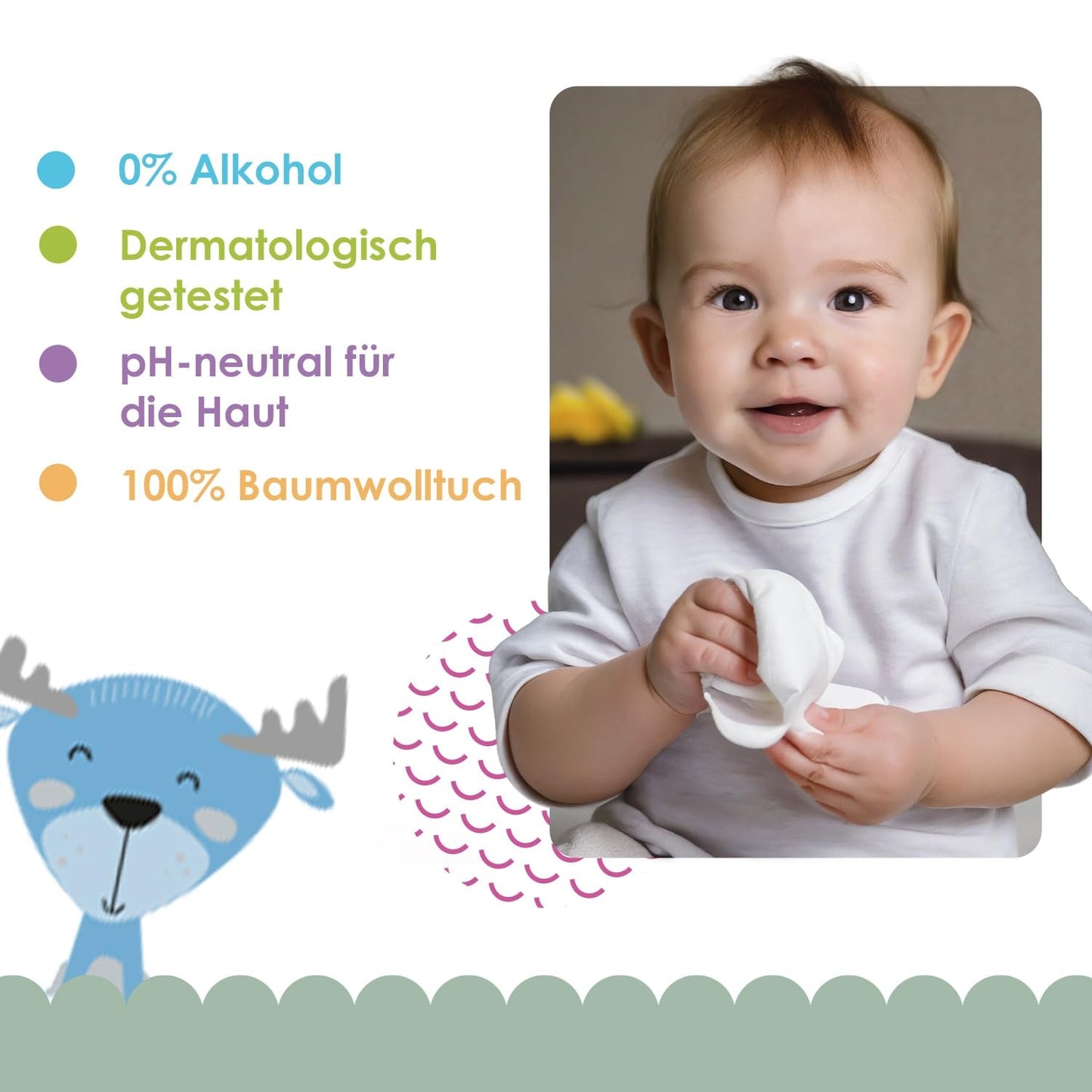 Lingettes humides Cleanic Baby Eco Pure Water – (1 x 50 pcs.) Lingettes humides pour enfants et nourrissons – sans parfum, jetables dans les toilettes, peaux sensibles – 50 pcs.