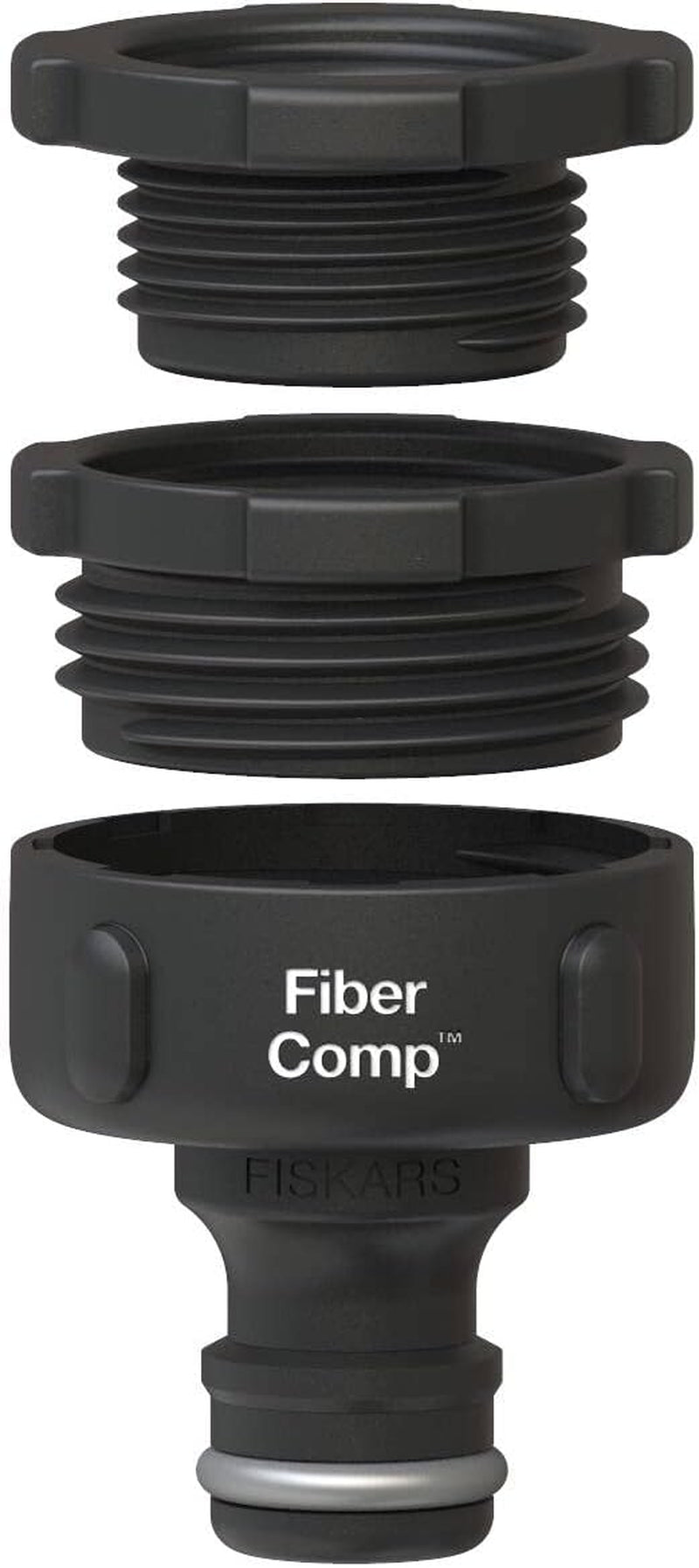 Connecteur de robinet Fiskars, pour robinets, Ø 21 mm (G 1/2"), FiberComp, taille universelle, 10 g, noir/orange, 1027053